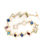 Silver & Gold Bracelet with Moonstone, Topaz, Agate, Amethyst, Garnet, Pearl and Iolite