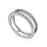 18K White Gold Wedding Band Guard with Diamonds-Size 7.25