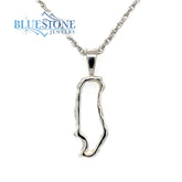 Medium Sterling Silver Outline of Donner Lake Pendant