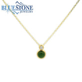 Gold Plated Necklace With Jade And Cubic Zirconia - 18"