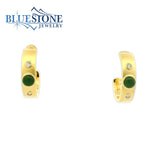 Gold Plated Hoop Earrings With Jade