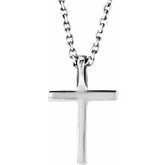 14K White .06 CTW Lab-Grown Diamond Petite Cross 16" Necklace