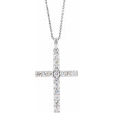 Sterling Silver 1/10 CTW Natural Diamond Cross 18" Necklace