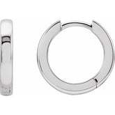 14K White Hinged 12 mm Hoop Earrings