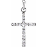 14K White 1/8 CTW Lab-Grown Diamond Cross Pendant