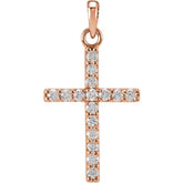 14K Rose 1/8 CTW Lab-Grown Diamond Cross Pendant
