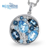 14kt White Gold Pendant with Topaz and Diamonds