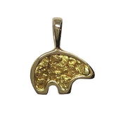 Small 14 Karat Yellow Gold Bear Pendant with Gold Nuggets