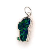 Medium Silver Opal Lake Tahoe Charm with Emerald on Jump Ring