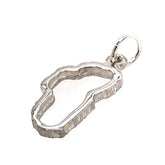 Medium 14 Karat White Gold Outline of Lake Tahoe Charm on Jump Ring.