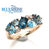 14kt Yellow Gold Topaz & Diamond Ring- Size 7