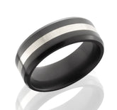 Solid Black Diamond & Sterling Silver Wedding Band