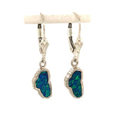 Sterling Silver Small Lab-Grown Opal Lever Back Earrings