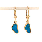 14 Karat Yellow Gold Turquoise Lever back Earrings
