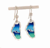 Small Fine Silver Lake Tahoe Enamel Lake Tahoe Mountain Reflection Earrings