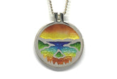 Fine Silver Enamel Sunrise/Sunset Emerald Bay California Pendant. "in