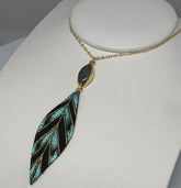 Gabriella 14 Karate Yellow Gold Filled Necklace with Gold and Teal Des