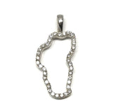 Large 14 Karat White Gold Diamond Lake Tahoe Outline Pendant with 37 R