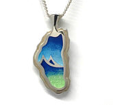 Fine Silver Lake Tahoe Enamel Pendant named the "Lake Tahoe Mountain R