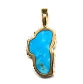 Medium 14KYG Pendant with a Lake Tahoe Shaped Turquoise