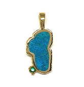 Medium 14 Karat Yellow Gold Pendant with a Lake Tahoe Shaped Turquoise