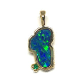 Medium 14KYG Lake Tahoe Pendant w/ Lab-Opal & Emerald