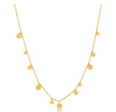 14 Karat Yellow Gold Plated Necklace with Round Discs - 18"
