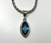 Sterling Silver Pendant With Marquise Cut London Blue Topaz, Pendant M
