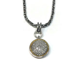 Silver & 14K Gold Pave Diamond Necklace