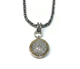 Silver & 14K Gold Pave Diamond Necklace