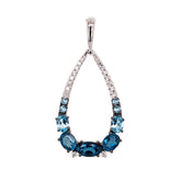 14kt White Gold Pendant with Blue Topaz & Diamonds