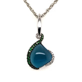 14 Karat White Gold Pendant with One 8.38 Carat Cabochon London Blue T