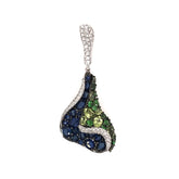 Large 14KWG Pendant w/ Sapphire, Tsavorite Garnet, Peridot & Diamonds