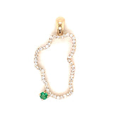 Medium 14KYG Lake Tahoe Outline Pendant w/ Diamonds & Emerald