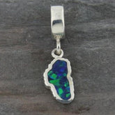 Small Sterling Silver Lake Tahoe Charm With Lab Grown Opal. Made to fi