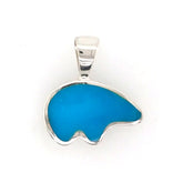 Large Sterling Silver California Bear Pendant with Turquoise Inlay. Be