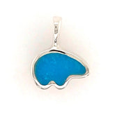 Small Sterling Silver Bear Pendant w/ Turquoise