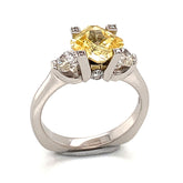 18K White Gold Engagement Ring with Yellow CZ & Diamonds-Size 7**30%OFF**