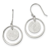 Sterling Silver Brush Circle Drop Earrings