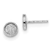 Sterling Silver Enamel Glitter Fabric Post Earrings