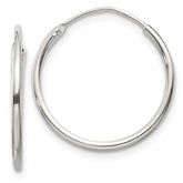 Sterling Silver 1.3mm Endless Hoop Earrings 19mm tall/wide