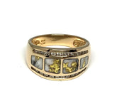 14 Karat Yellow Gold Ring w/ Gold Quartz & Diamonds