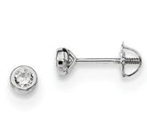 14kt White Gold Screw Back Earrings with CZs