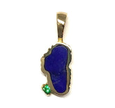 Small 14KY Gold Lake Tahoe Pendant w/ Lapis & Emerald