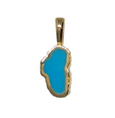 Small 14 Karat Yellow Gold Lake Tahoe Pendant with Turquoise Inlay