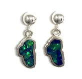 Sterling Silver Post Drop Stud Earrings with Lake Tahoe Shaped Lab Gro