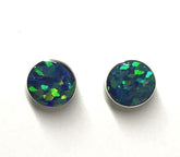 Sterling Silver Lab Created Opal Stud Earrings