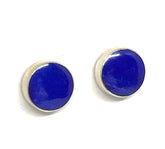 Sterling Silver Stud Earrings with Two 6mm round Lapis gemstones.