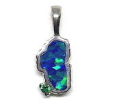 Small Sterling Silver Lake Tahoe Pendant with Lab Grown Opal & a Simul