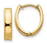 14 Karat Yellow Gold Huggie Earrings. 3mm wide x 13mm tall x 10mm.